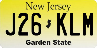 NJ license plate J26KLM