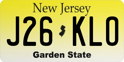 NJ license plate J26KLO