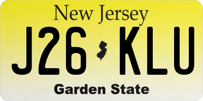 NJ license plate J26KLU