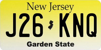 NJ license plate J26KNQ