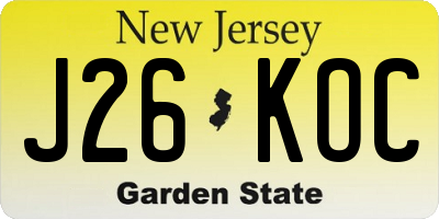 NJ license plate J26KOC