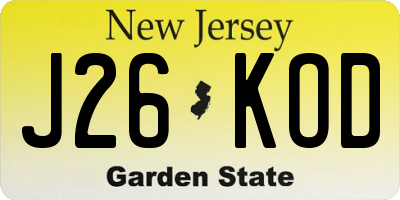 NJ license plate J26KOD