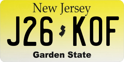 NJ license plate J26KOF