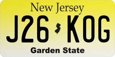 NJ license plate J26KOG