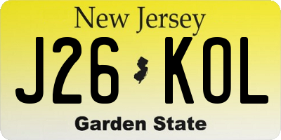 NJ license plate J26KOL