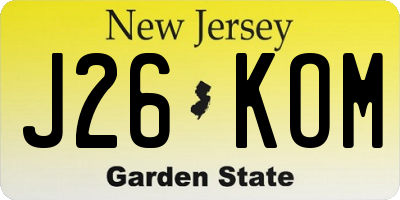 NJ license plate J26KOM