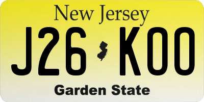 NJ license plate J26KOO