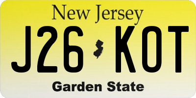 NJ license plate J26KOT