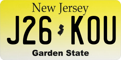 NJ license plate J26KOU