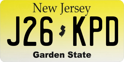 NJ license plate J26KPD