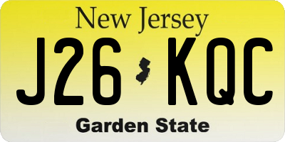 NJ license plate J26KQC