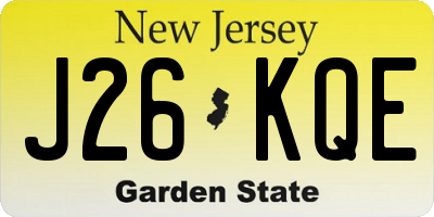 NJ license plate J26KQE