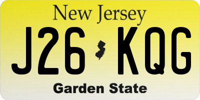 NJ license plate J26KQG