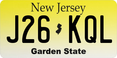 NJ license plate J26KQL