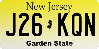 NJ license plate J26KQN