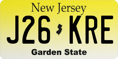 NJ license plate J26KRE