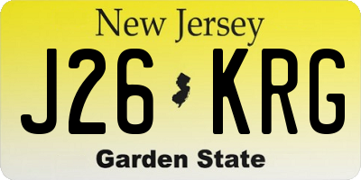 NJ license plate J26KRG