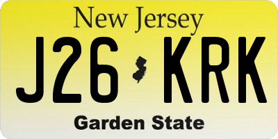 NJ license plate J26KRK