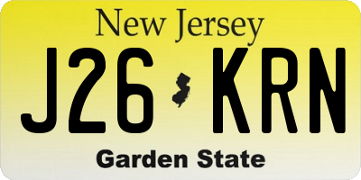 NJ license plate J26KRN