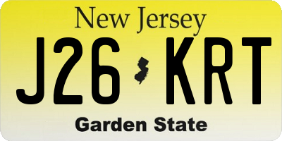 NJ license plate J26KRT