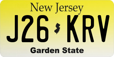 NJ license plate J26KRV