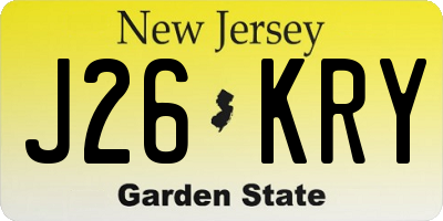 NJ license plate J26KRY