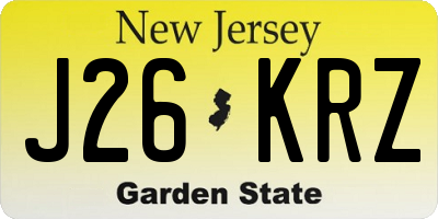 NJ license plate J26KRZ