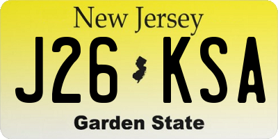 NJ license plate J26KSA