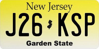 NJ license plate J26KSP