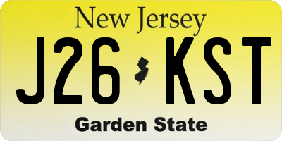 NJ license plate J26KST