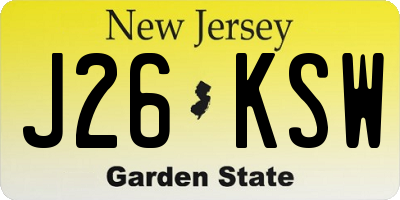 NJ license plate J26KSW