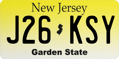 NJ license plate J26KSY