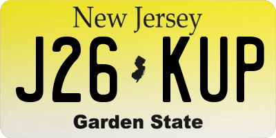 NJ license plate J26KUP