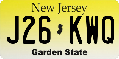 NJ license plate J26KWQ