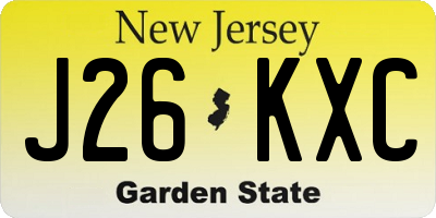 NJ license plate J26KXC
