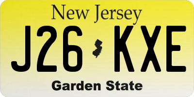 NJ license plate J26KXE