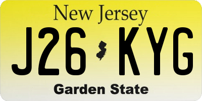 NJ license plate J26KYG