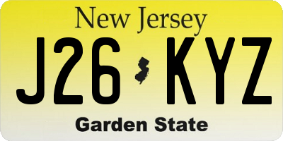 NJ license plate J26KYZ