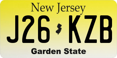 NJ license plate J26KZB