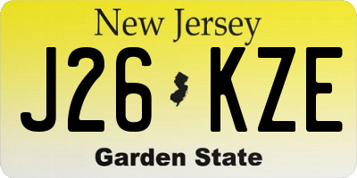 NJ license plate J26KZE