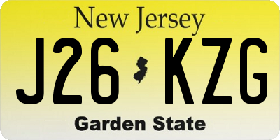 NJ license plate J26KZG
