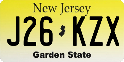 NJ license plate J26KZX