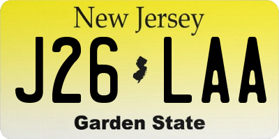 NJ license plate J26LAA