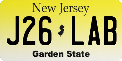 NJ license plate J26LAB