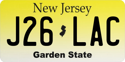 NJ license plate J26LAC