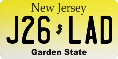 NJ license plate J26LAD