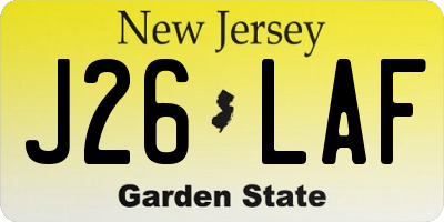 NJ license plate J26LAF