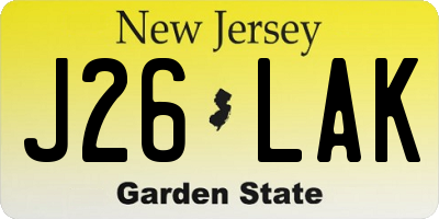 NJ license plate J26LAK