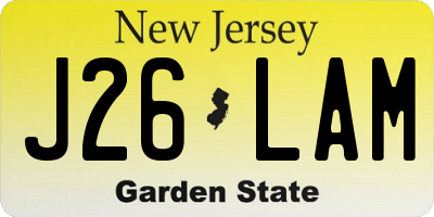 NJ license plate J26LAM