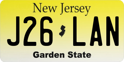 NJ license plate J26LAN